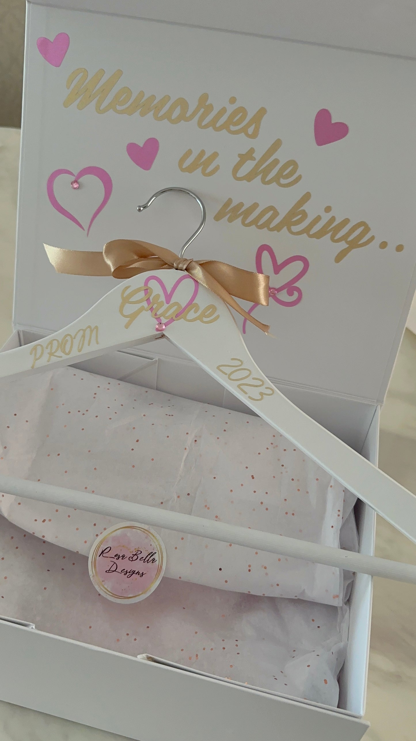 Personalised PROM 2025, Prom Box, Personalised Gift Box, Memory Box, Gift for her, Gift for him, Keepsake, Prom, Prom Party, Hangers, Prom 2024, Flutes, Rose Gold Flute (stainless steel)