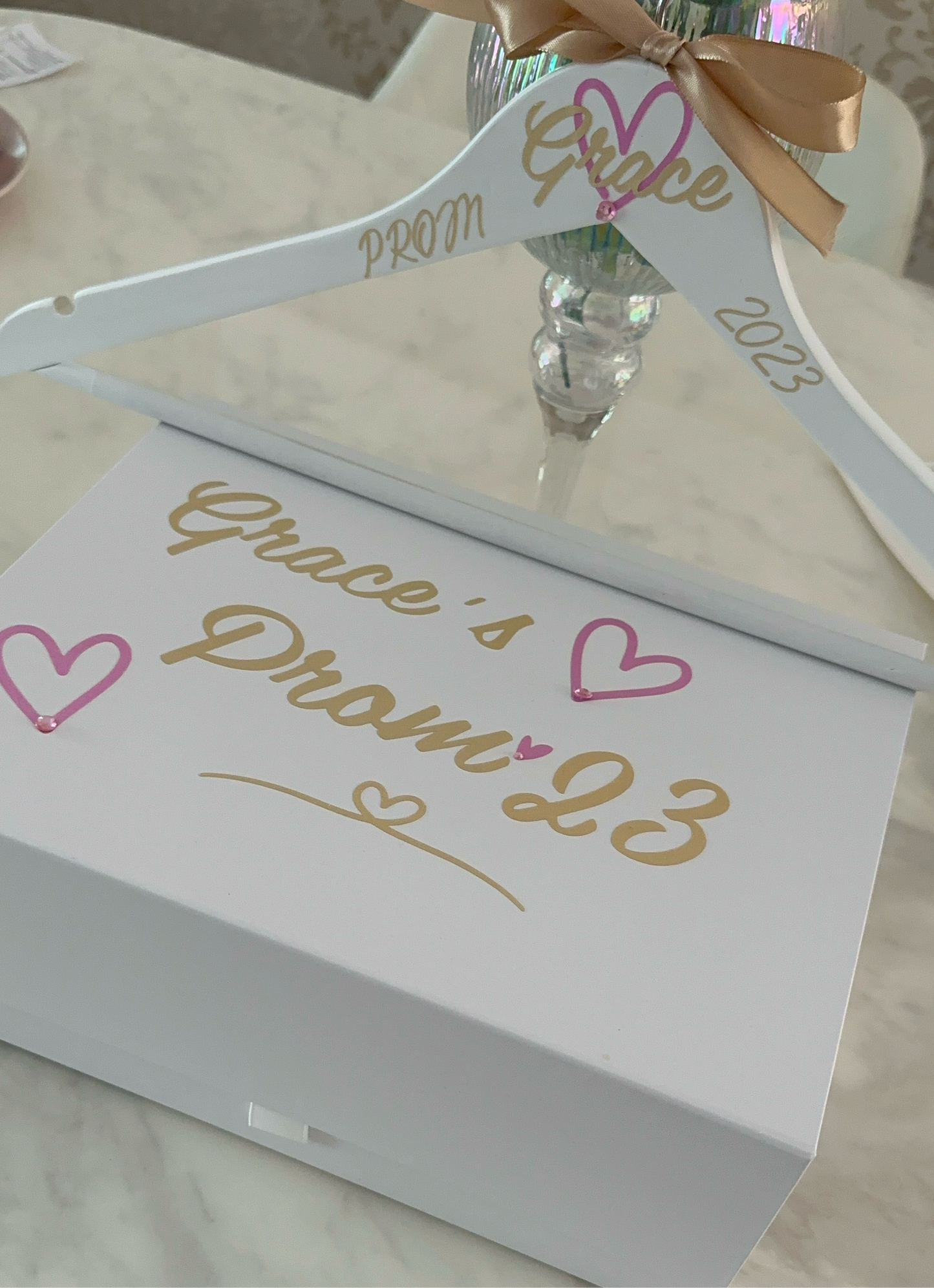 Personalised PROM 2025, Prom Box, Personalised Gift Box, Memory Box, Gift for her, Gift for him, Keepsake, Prom, Prom Party, Hangers, Prom 2024, Flutes, Rose Gold Flute (stainless steel)