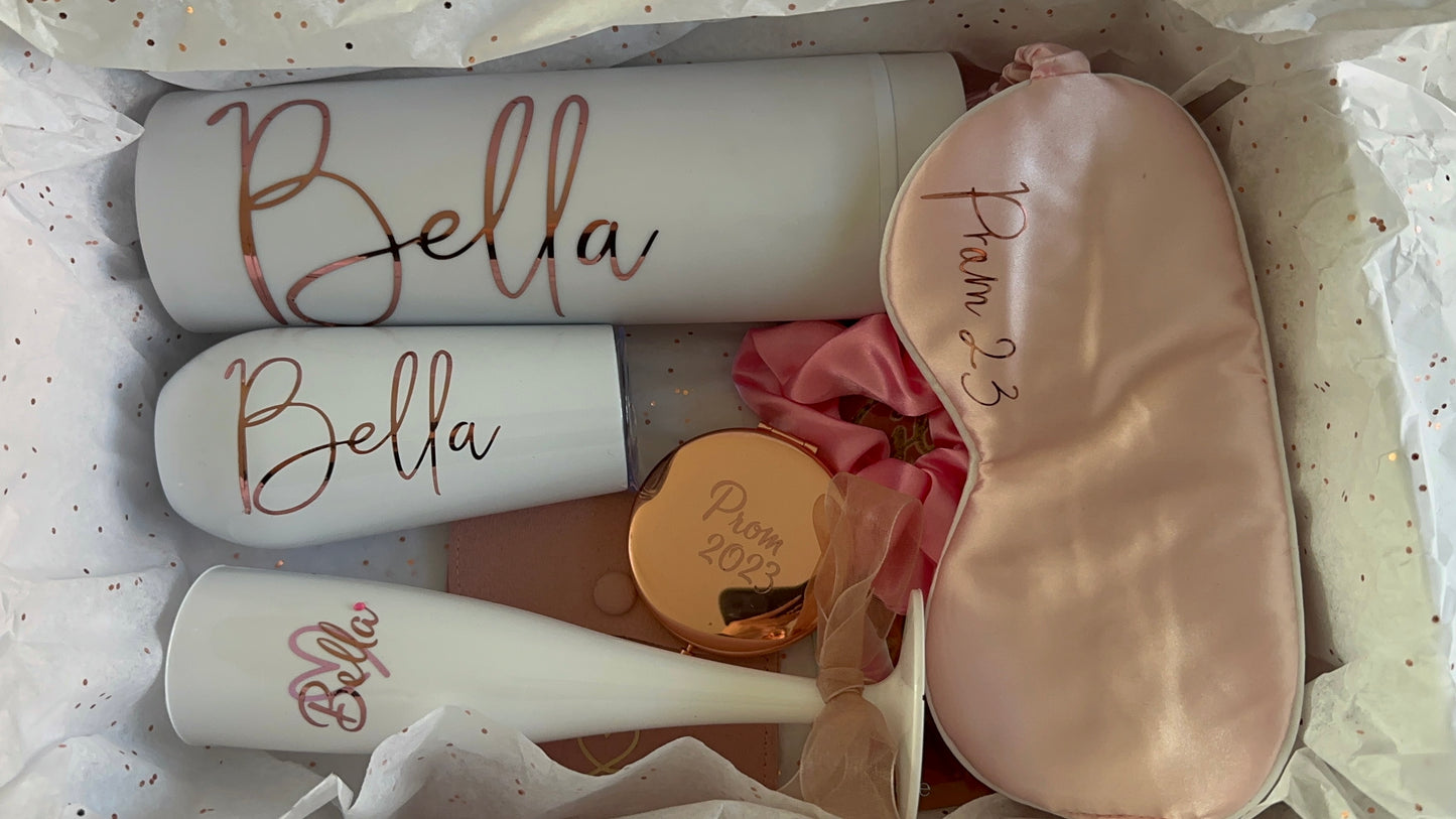 Personalised PROM 2025, Prom Box, Personalised Gift Box, Memory Box, Gift for her, Gift for him, Keepsake, Prom, Prom Party, Hangers, Prom 2024, Flutes, Rose Gold Flute (stainless steel)