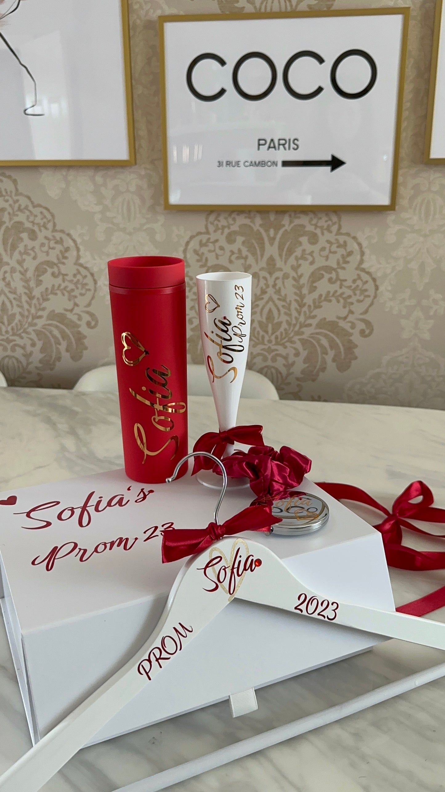 Personalised PROM 2025, Prom Box, Personalised Gift Box, Memory Box, Gift for her, Gift for him, Keepsake, Prom, Prom Party, Hangers, Prom 2024, Flutes, Rose Gold Flute (stainless steel)