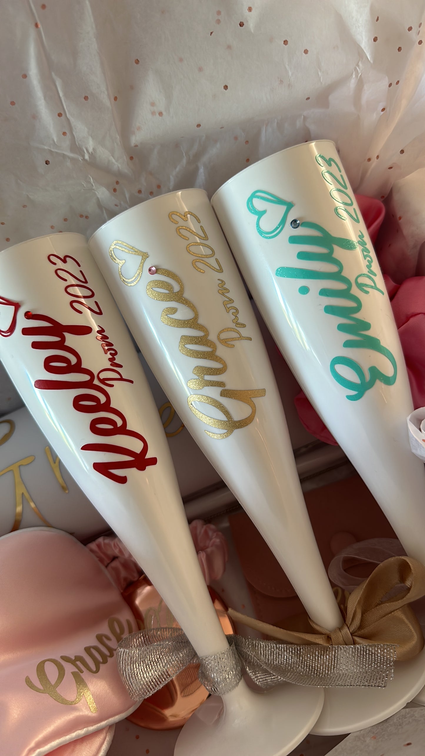 Personalised PROM 2025, Prom Box, Personalised Gift Box, Memory Box, Gift for her, Gift for him, Keepsake, Prom, Prom Party, Hangers, Prom 2024, Flutes, Rose Gold Flute (stainless steel)