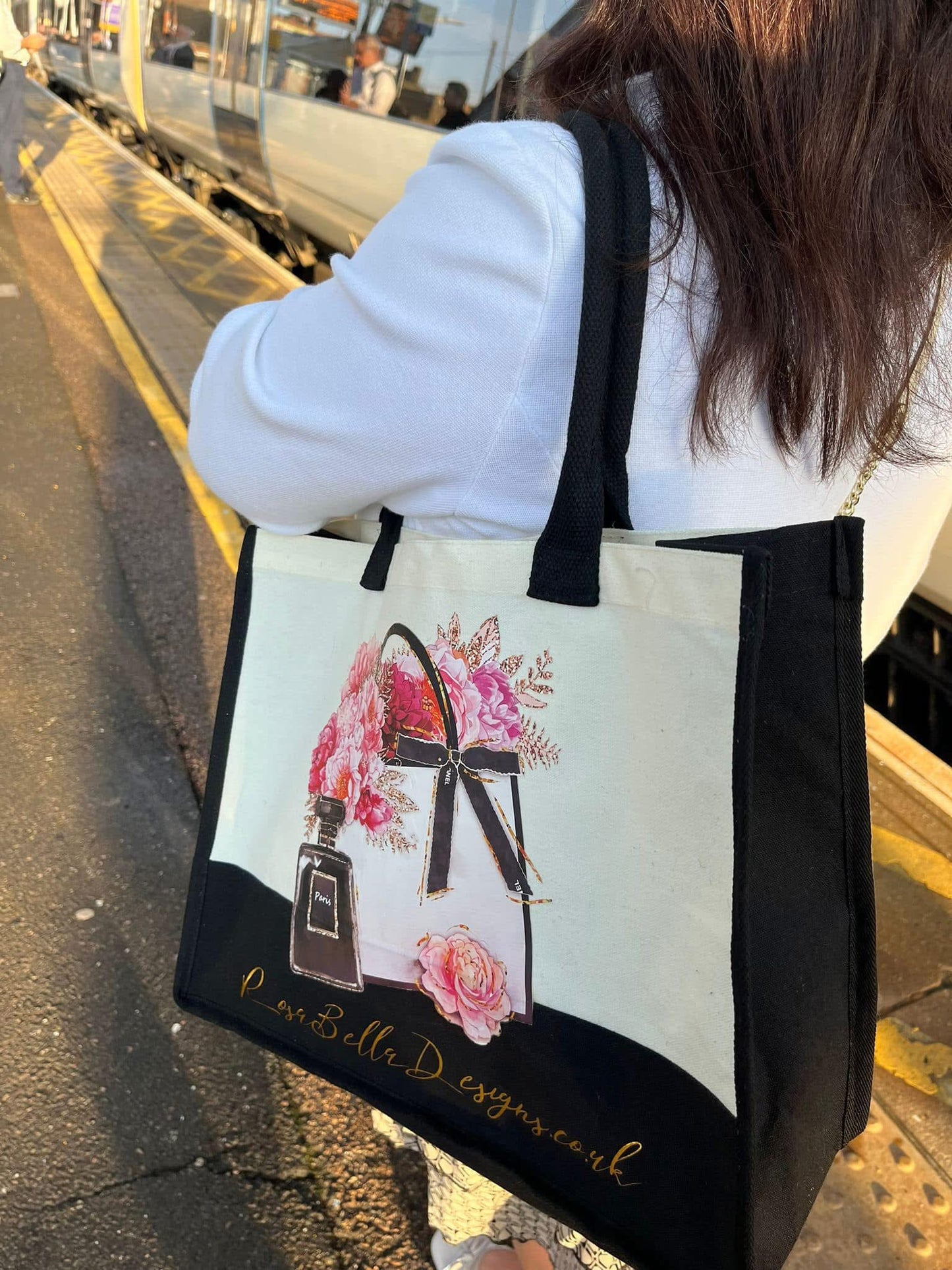 Fashion Flower Personalised Medium Shoulder Canvas Bag