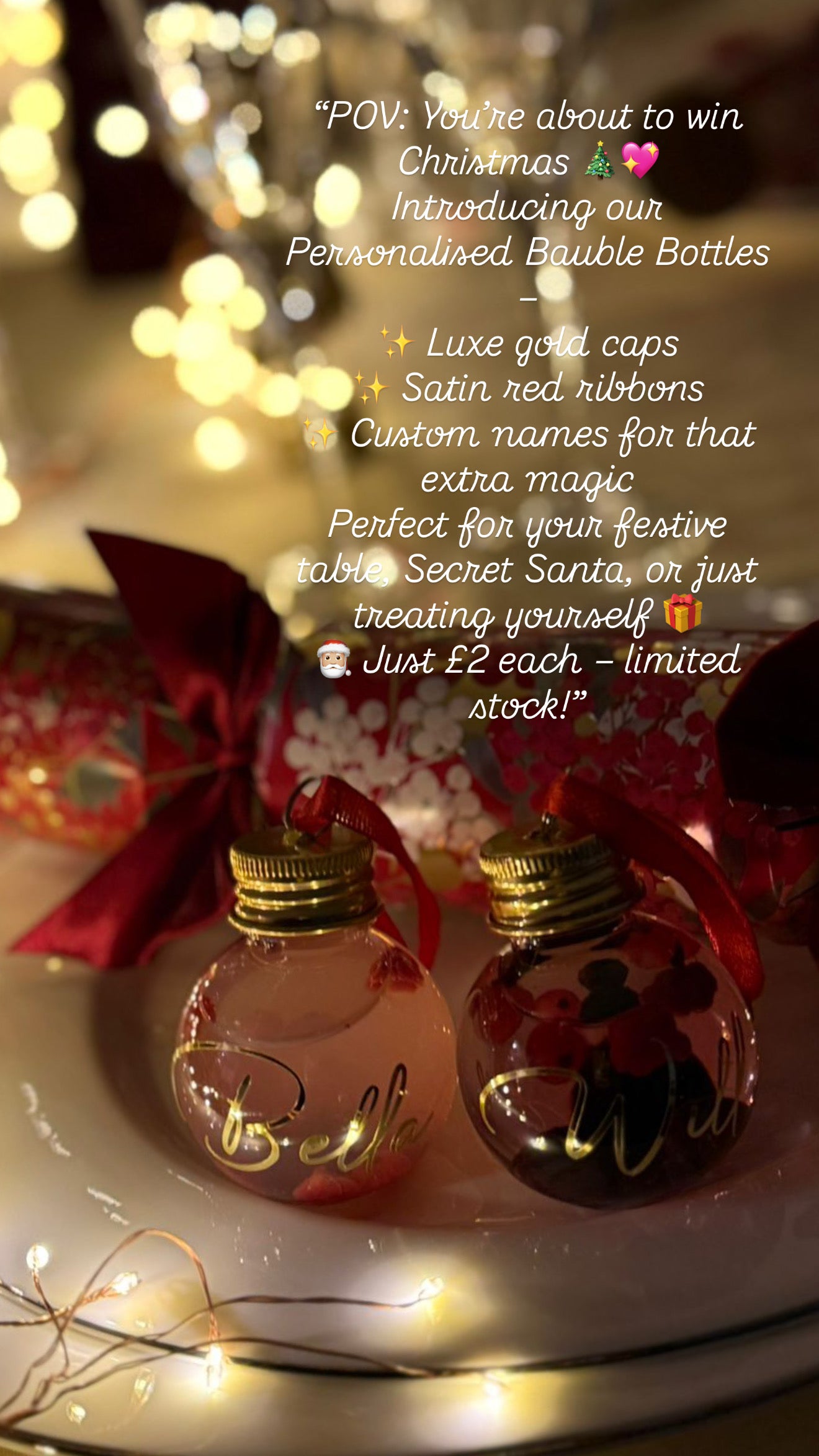 π Personalised Christmas Bauble Bottles β Festive Keepsakes with a Luxe Twist π