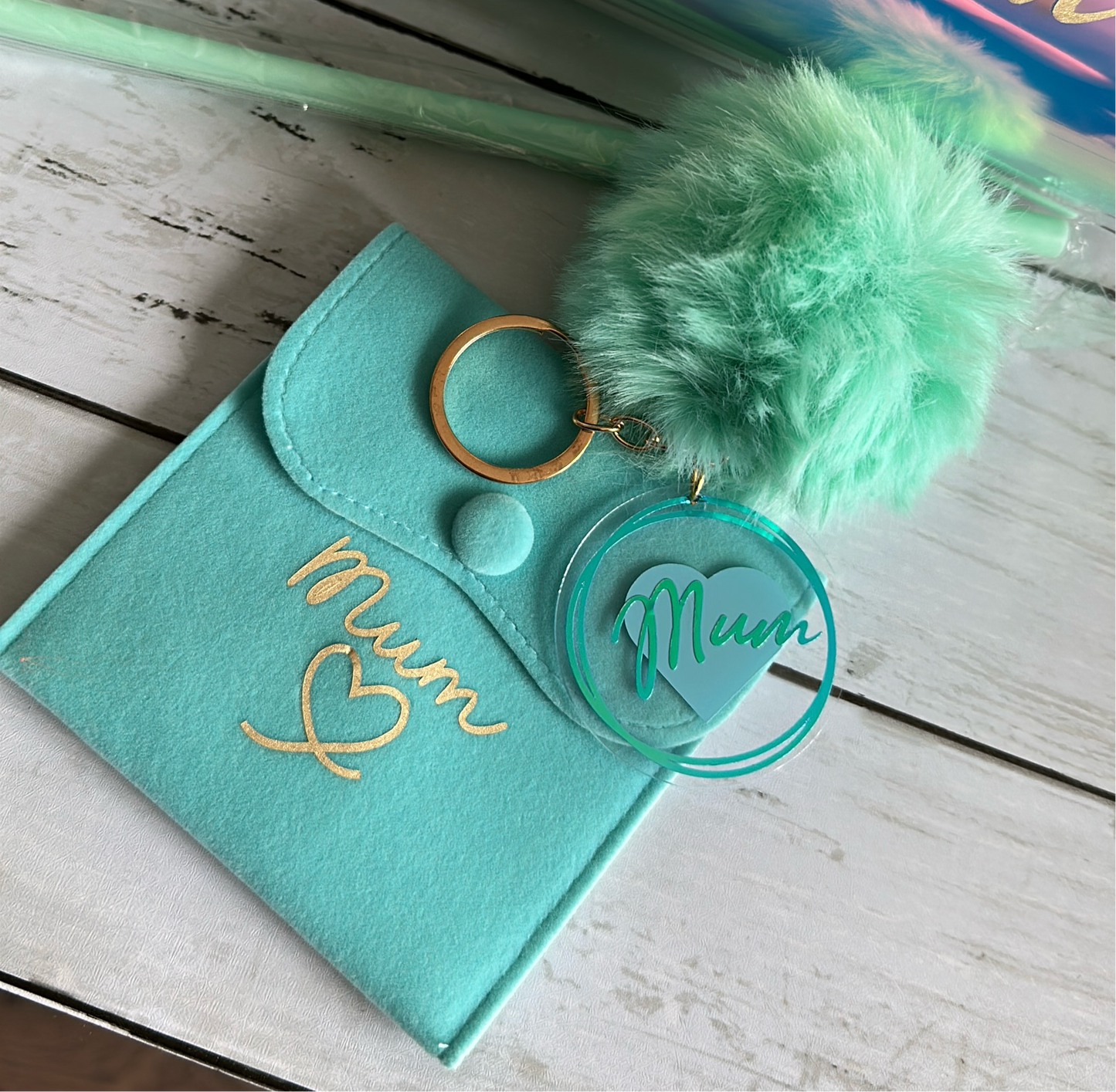 Personalised Pom Pom Keyring