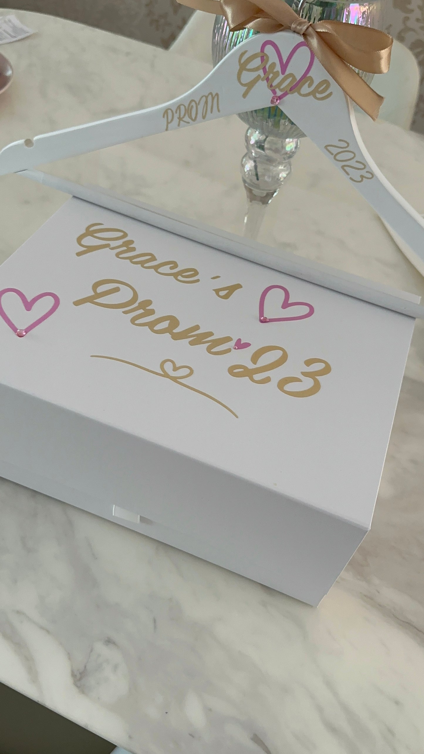 Personalised PROM 2024, Prom Box, Personalised Gift Box, Memory Box, Gift for her, Gift for him, Keepsake, Prom, Prom Party, Hangers, Prom 2024, Flutes, Rose Gold Flute (stainless steel)