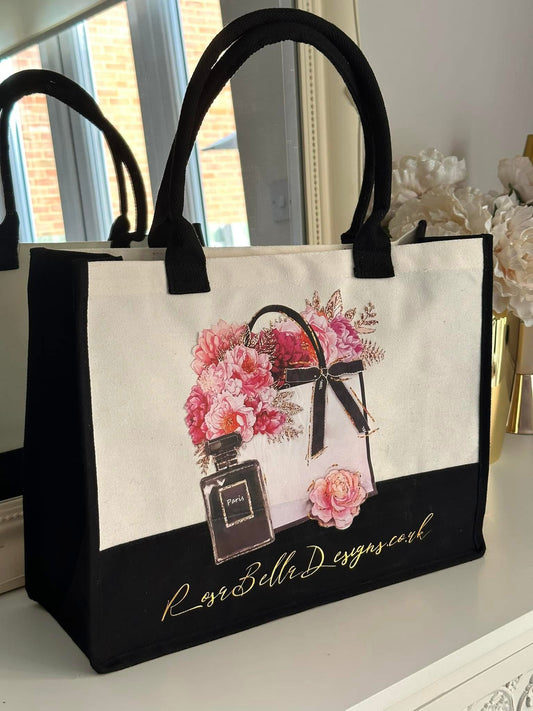 Fashion Flower Personalised Medium Shoulder Canvas Bag