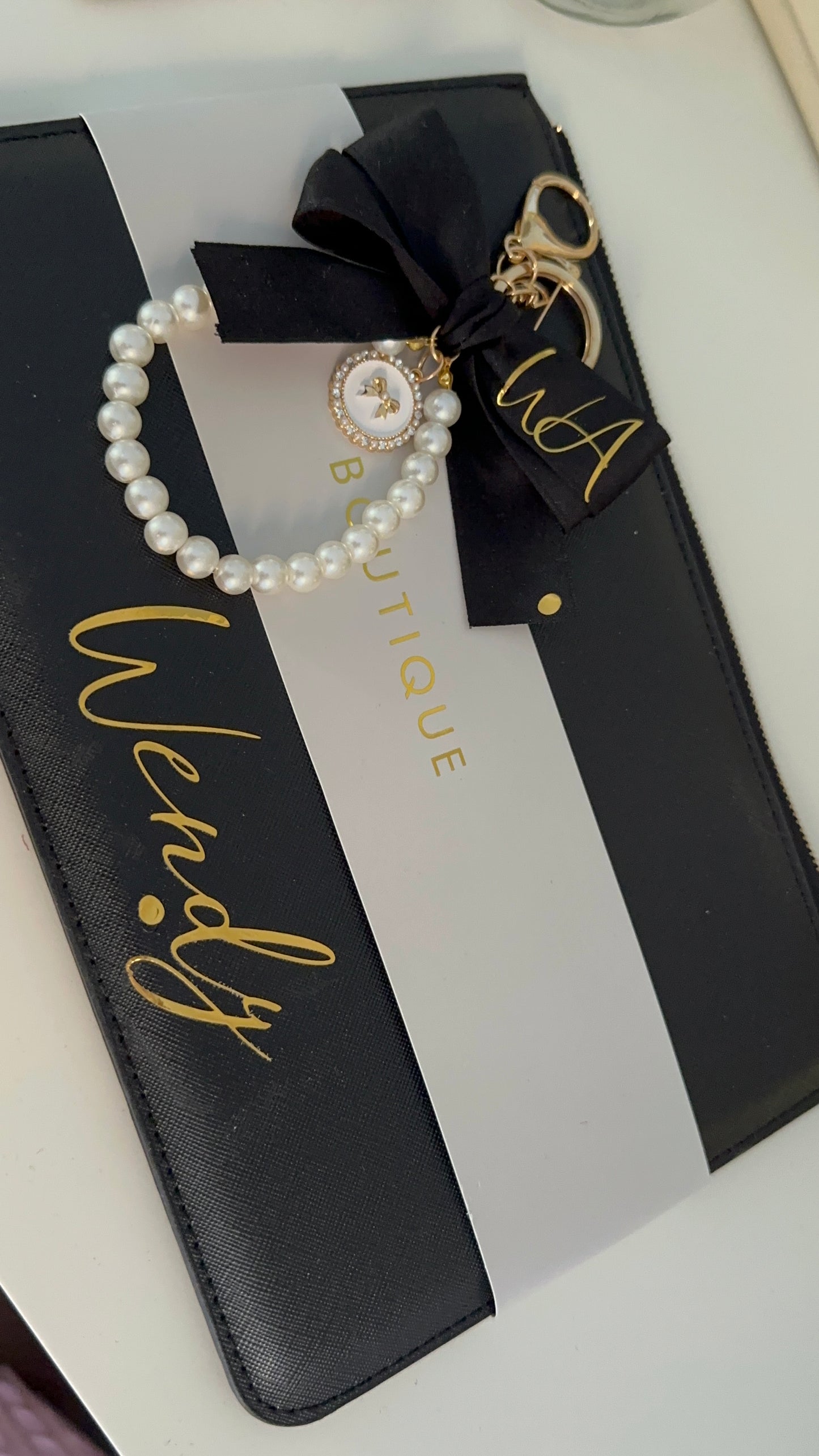 Personalised Boutique with matching Pearl KeyRing