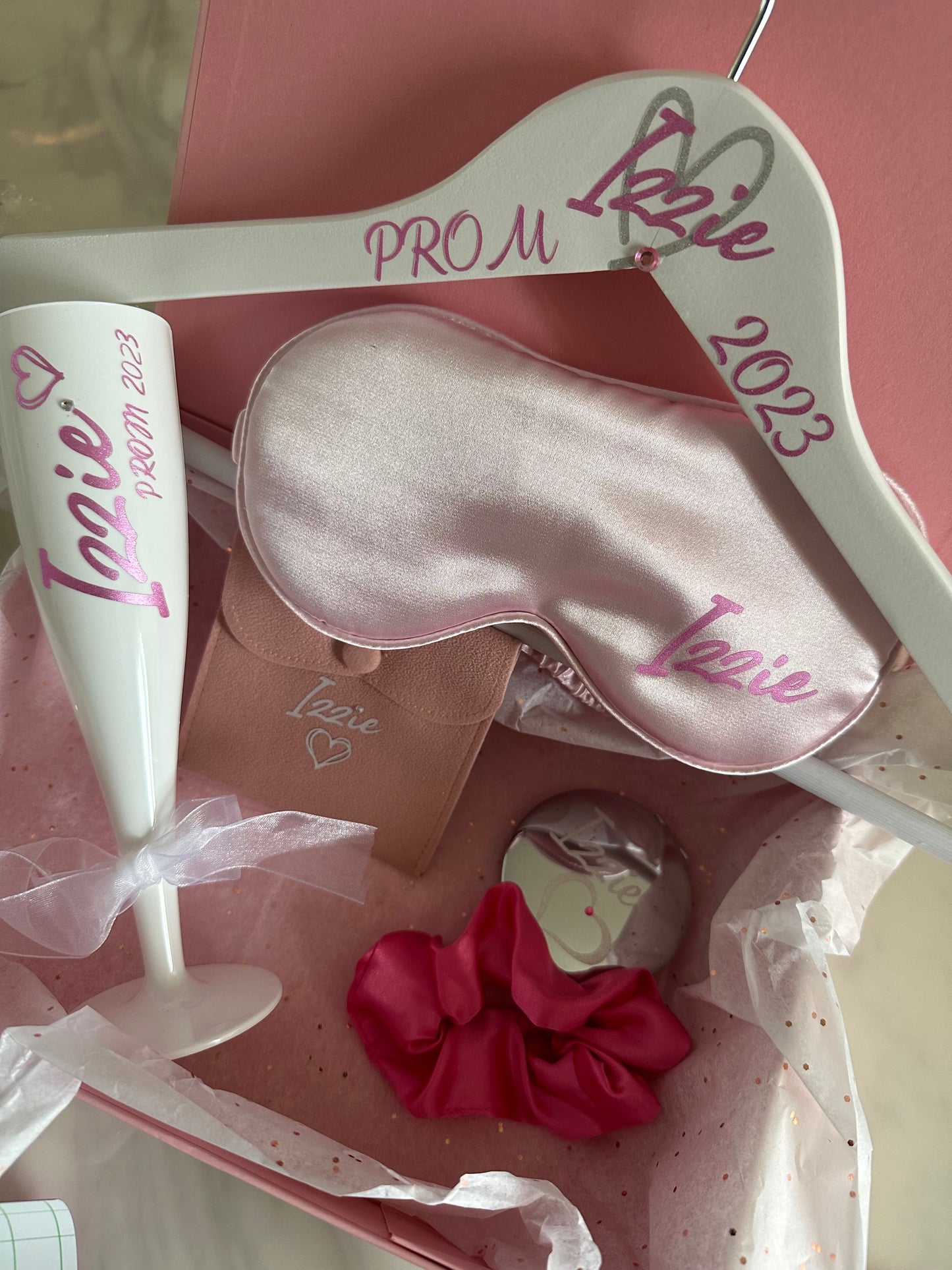 Personalised PROM 2024, Prom Box, Personalised Gift Box, Memory Box, Gift for her, Gift for him, Keepsake, Prom, Prom Party, Hangers, Prom 2024, Flutes, Rose Gold Flute (stainless steel)