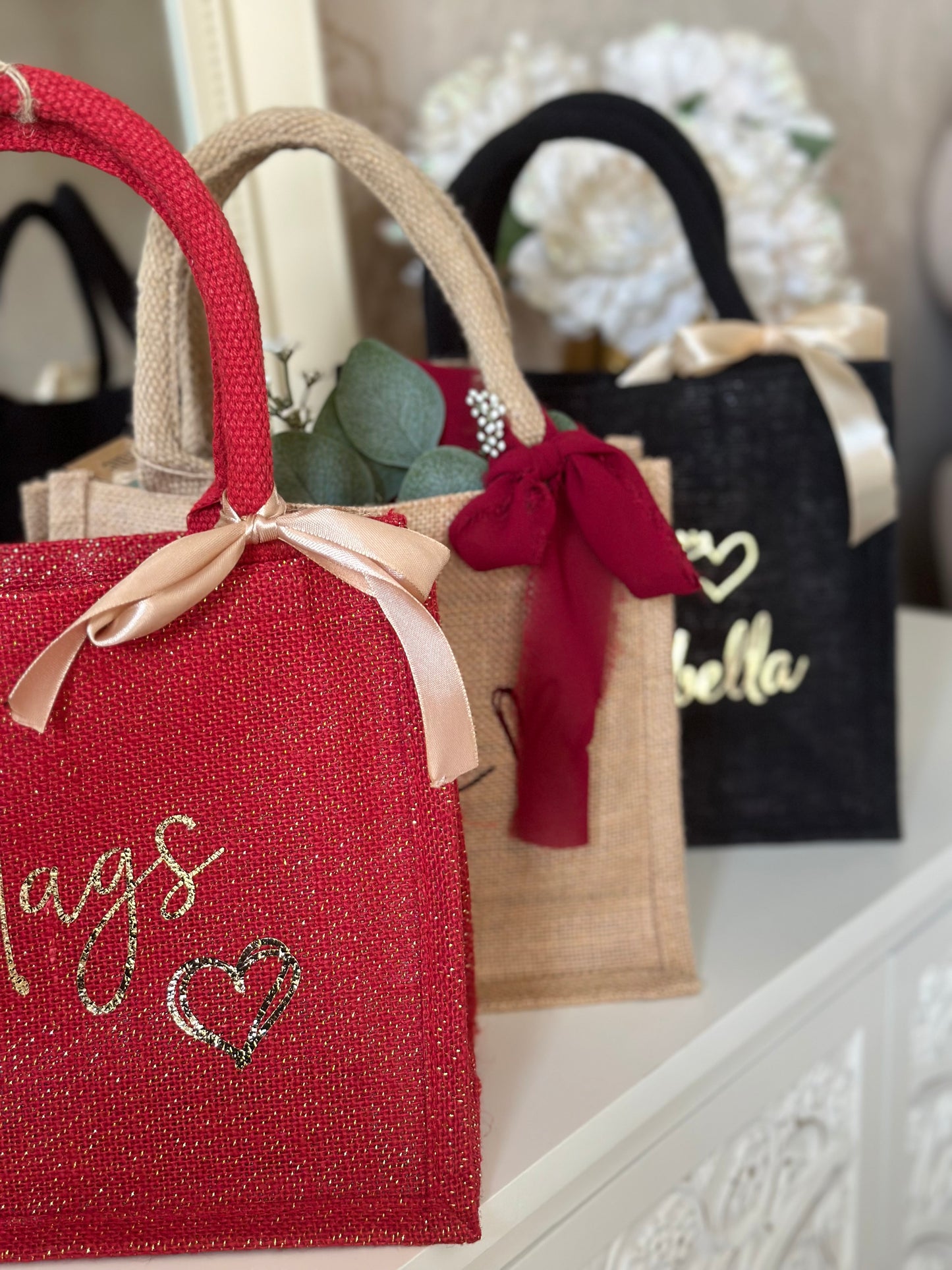 Jute Bag, Personalised, Gift, For Her, Bridal, Bridal Party, Bridesmaids, Birthday, hen party, girls, barbie, tote bag, mini bag, party bag