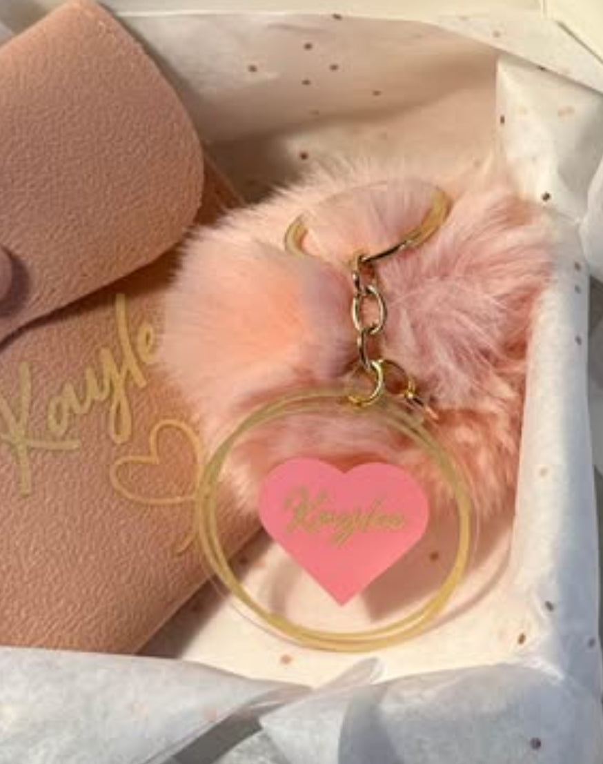 Personalised Pom Pom Keyring