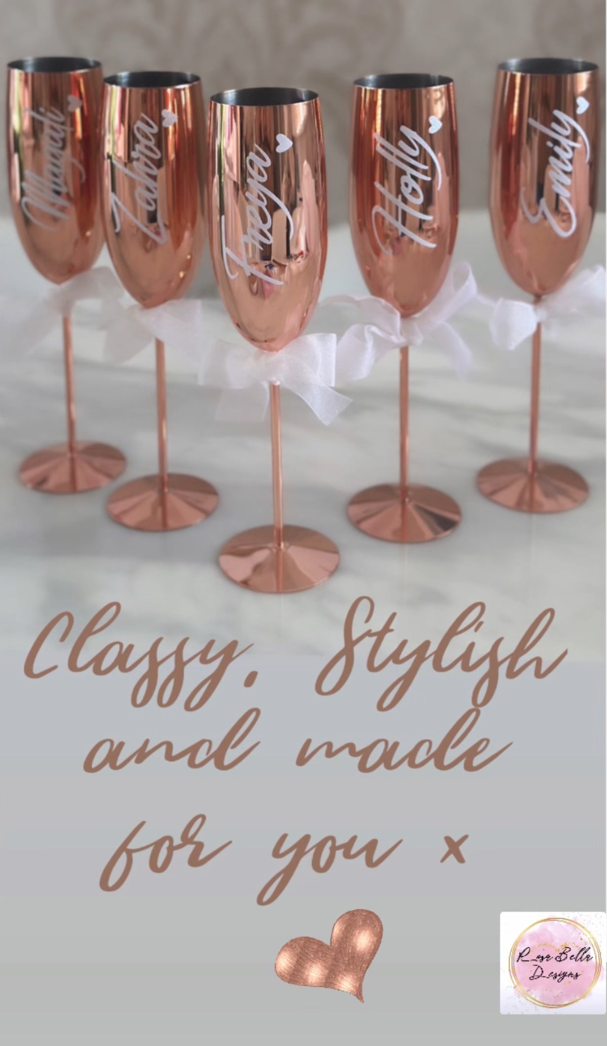 Personalised Stainless Steel Flutes, Gin, Wine Glasses, Black Matte, Rose Gold, Silver, Gold, Champagne Flute, Bridal gift, Bridesmaids, Groom, Prom, Birthdays, Anniversary, Gift Set